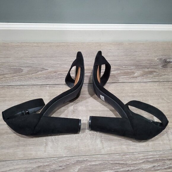 Torrid Womens Sz 10.5W Black Block Heels Open Toe Ankle Straps Suede 4 Inch Heel - Picture 5 of 13